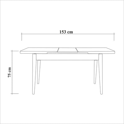Tavolo da cucina allungabile in legno nero e rovere cm 120/153x75x75h