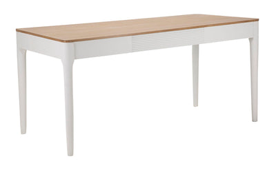 tavolo da pranzo fisso in legno colore bianco piano finitura naturale