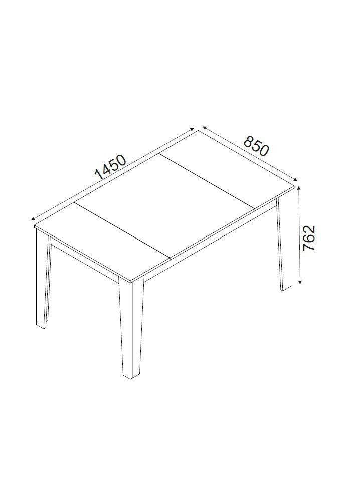 Tavolo da pranzo fisso rettangolare design semplice in legno finitura noce cm 145x85x76h