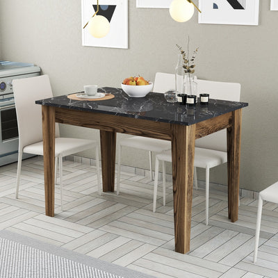tavolo fisso moderno da pranzo cm 110 struttura in legno con piano marmo nero apribile