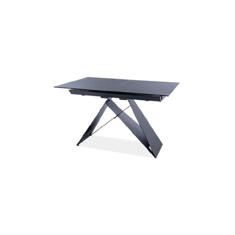 Tavolo da pranzo piano in vetro nero allungabile gambe in metallo cm 120/160x80x77h