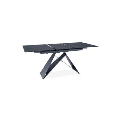 Tavolo da pranzo piano in vetro nero allungabile gambe in metallo cm 120/160x80x77h