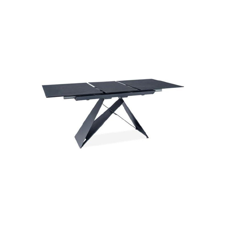 Tavolo da pranzo piano in vetro nero allungabile gambe in metallo cm 120/160x80x77h