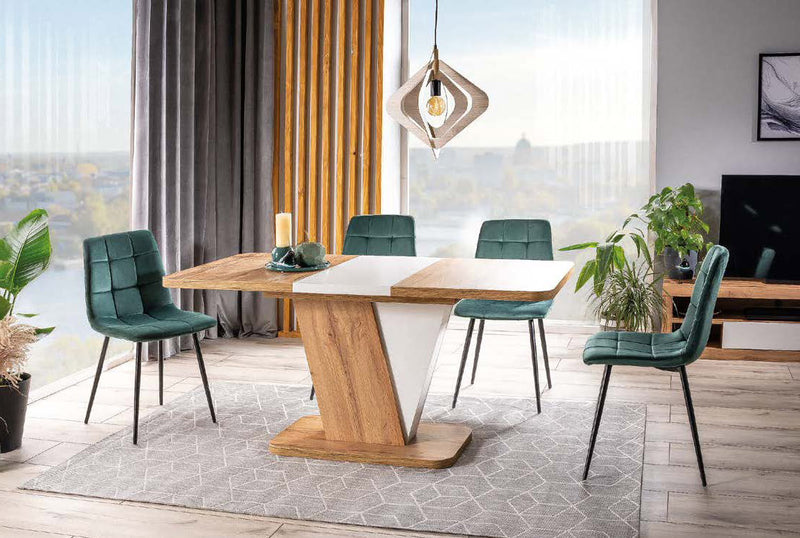 tavolo moderno allungabile in legno rovere e bianco design moderno