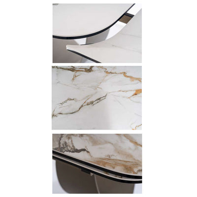 Tavolo design allungabile piano in ceramica base in metallo cm 160/240x95x76h