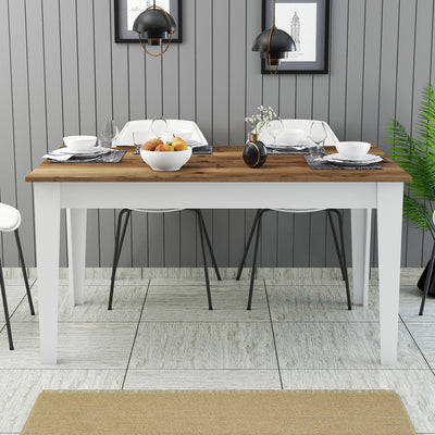 Tavolo moderno da cucina bianco con piano apribile noce 3 vani interni cm 145x88x75h