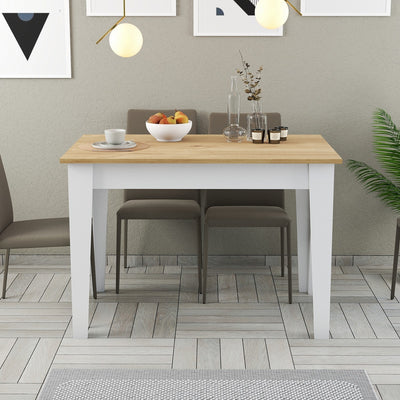 Tavolo da cucina fisso in legno bianco piano apribile colore quercia cm 110x72x75h