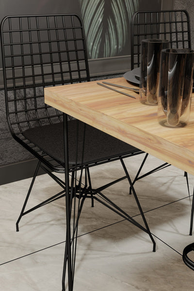 Tavolo fisso da pranzo stile industrial piano in legno gambe in metallo cm 120x60x75h