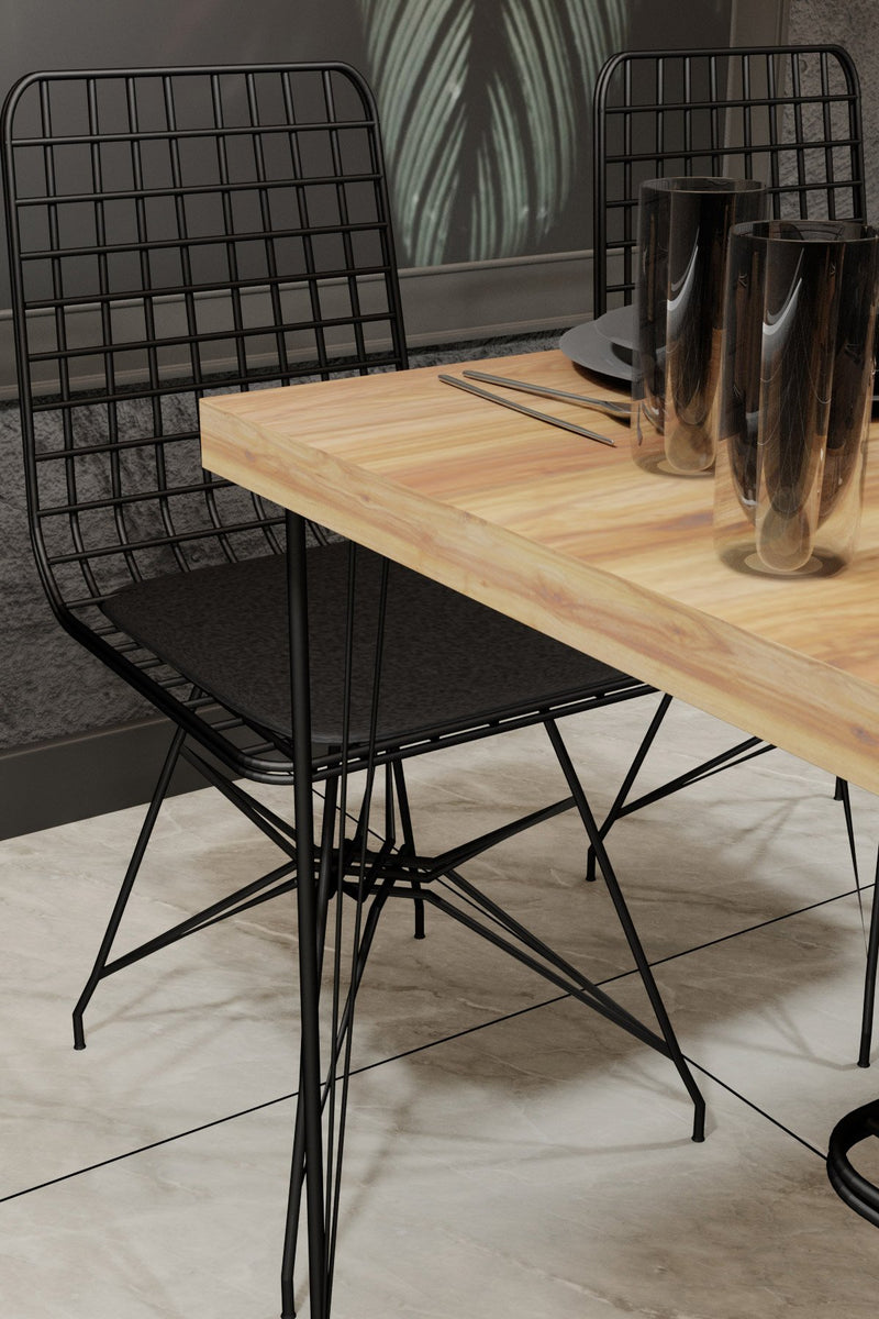 Tavolo fisso da pranzo stile industrial piano in legno gambe in metallo cm 120x60x75h
