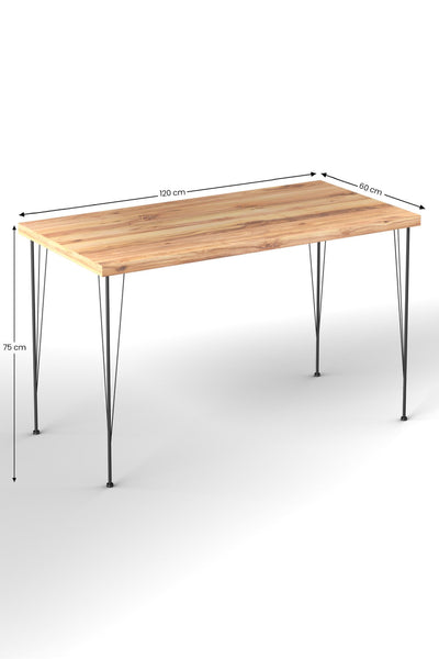 Tavolo fisso da pranzo stile industrial piano in legno gambe in metallo cm 120x60x75h