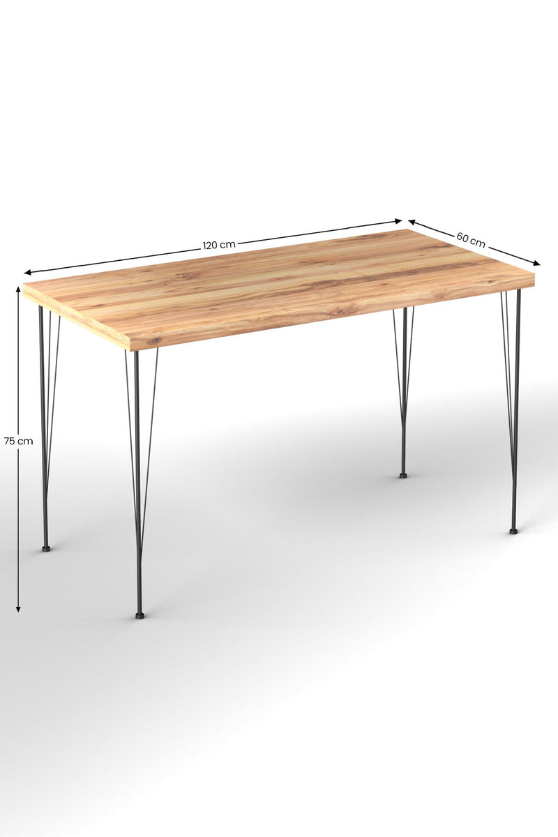 Tavolo fisso da pranzo stile industrial piano in legno gambe in metallo cm 120x60x75h