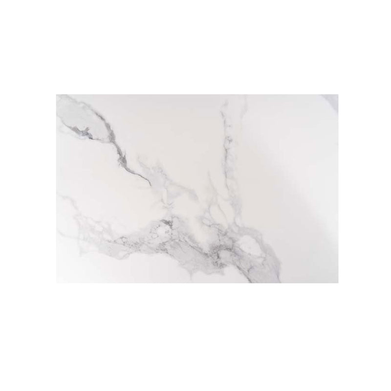 Tavolo fisso piano ceramica marmo bianco gambe in acciaio cromato cm 150x90x75h