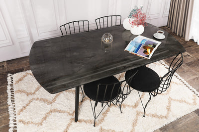 Tavolo fisso sala pranzo piano in legno finitura stones nero cm 180x80x75h