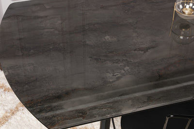 Tavolo fisso sala pranzo piano in legno finitura stones nero cm 180x80x75h