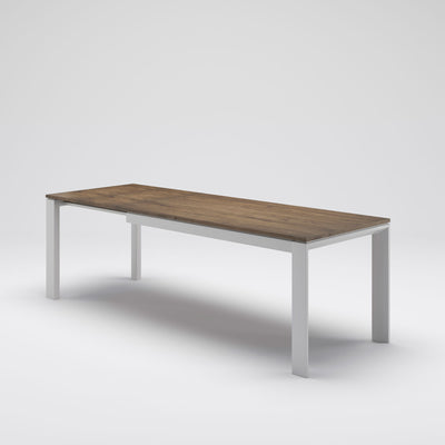 tavolo da pranzo allungabile in legno piano rovere gambe bianco frassino