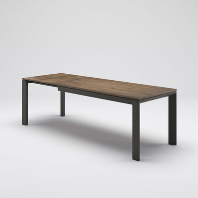 tavolo moderno allungabile in legno piano rovere gambe laccate antracite