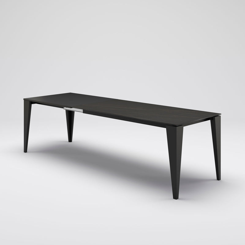 tavolo allungabile piano in ceramica noir desire gambe laccato nero