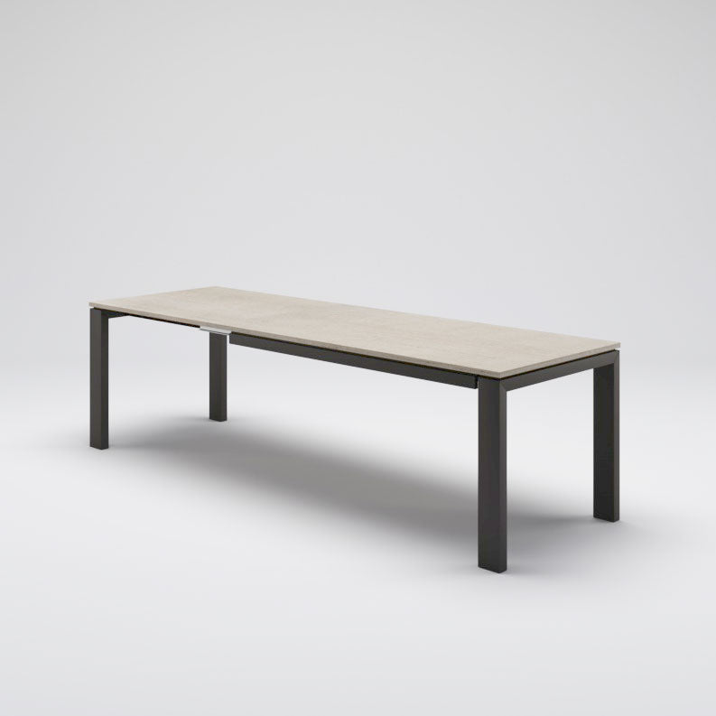 tavolo allungabile moderno piano legno travertino gambe antracite laccato