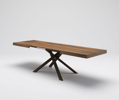 Komel - Tavolo allungabile gambe in metallo incrociate piano in legno - vari modelli
