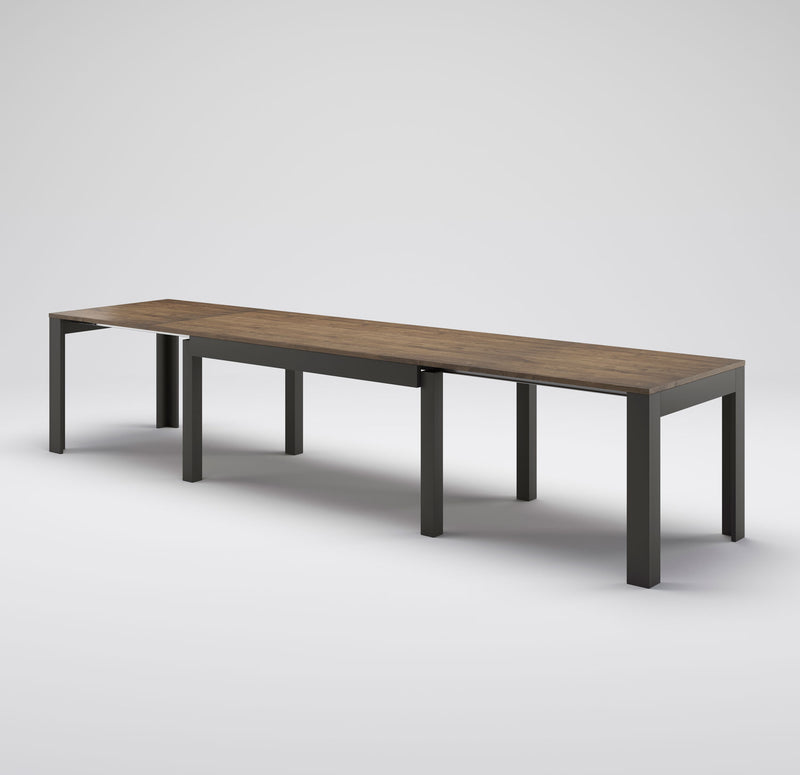 tavolo da pranzo allungabile moderno piano in legno rovere gambe in legno laccato antracite