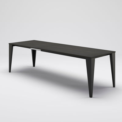 tavolo allungabile piano legno rovere nero gambe lacato nero