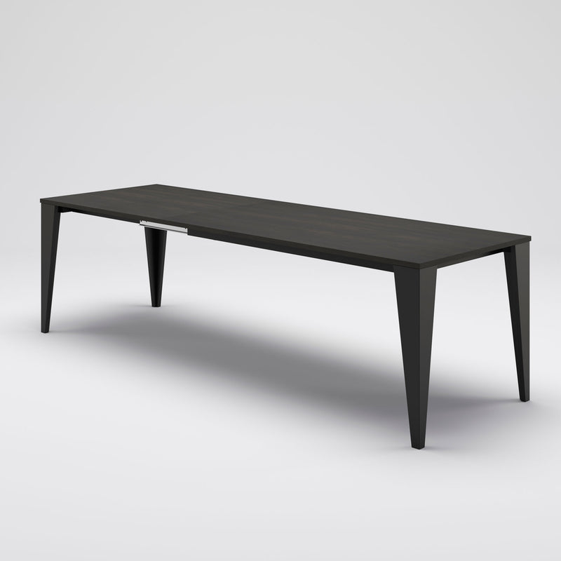tavolo allungabile piano legno rovere nero gambe lacato nero