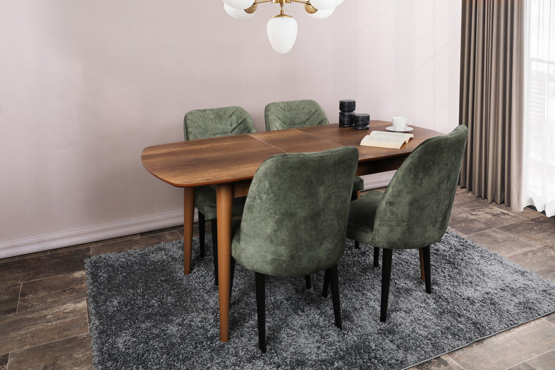 Tavolo sala pranzo piano ovale allungabile colore noce cm 130/160x80x75h