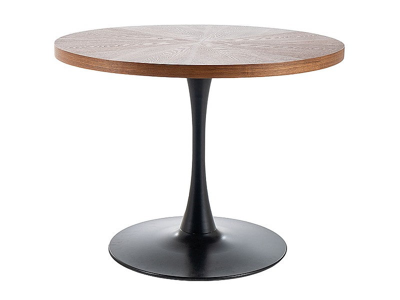 Tavolo da salotto piano rotondo in legno gamba centrale in metallo cm 100x76h