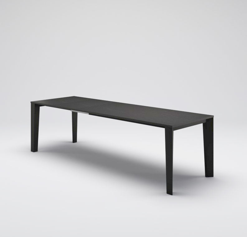 tavolo da pranzo allungabile piano marmo antracite gambe in legno laccato nero