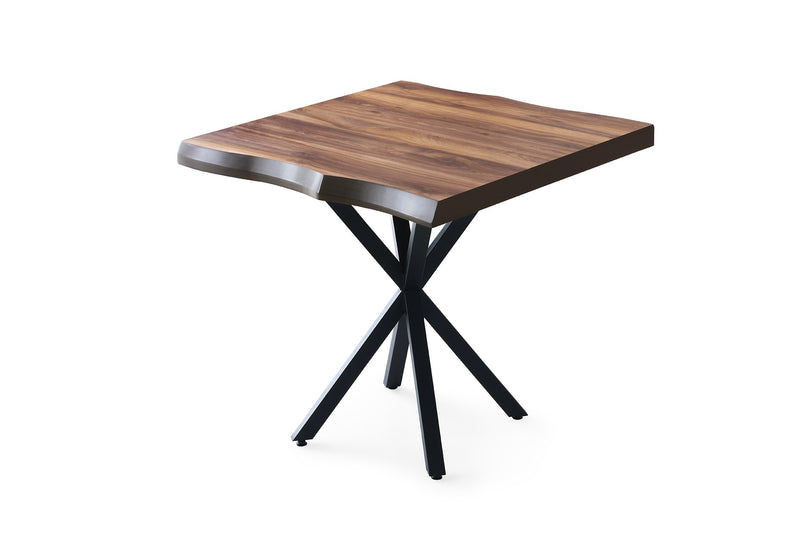Tavolo quadrato piano bordi irregolare gambe incrociate cm 80x80x75h