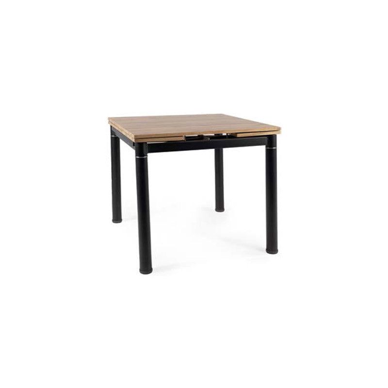 Tavolo quadrato allungabile stile industriale in metallo e legno cm 80/131x80x75h