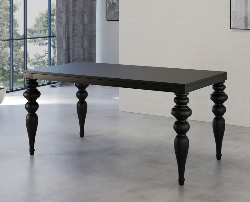 tavolo classico piano rovere nero e gambe nero laccato