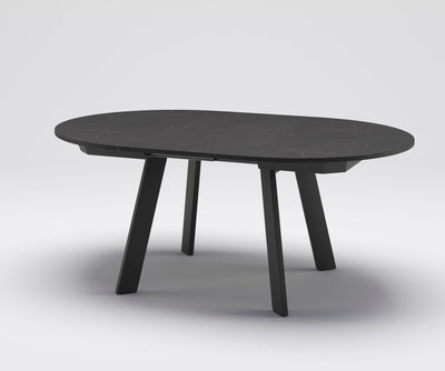 Kasper - Tavolo allungabile tondo gambe in metallo piano legno cm Ø 125/185 - vari colori