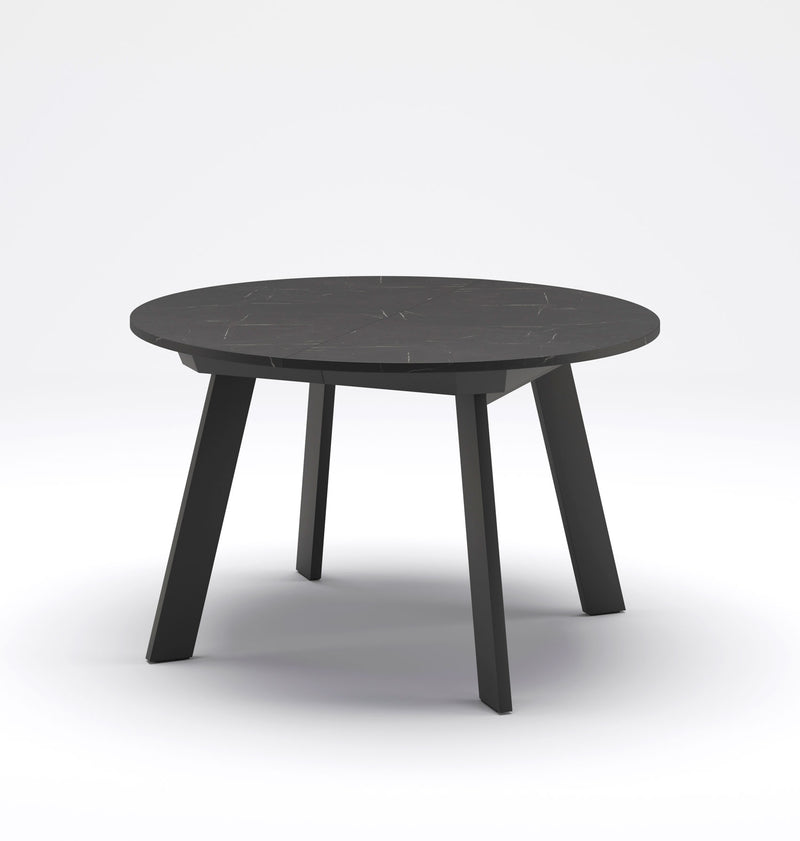 Kasper - Tavolo allungabile tondo gambe in metallo piano legno cm Ø 125/185 - vari colori