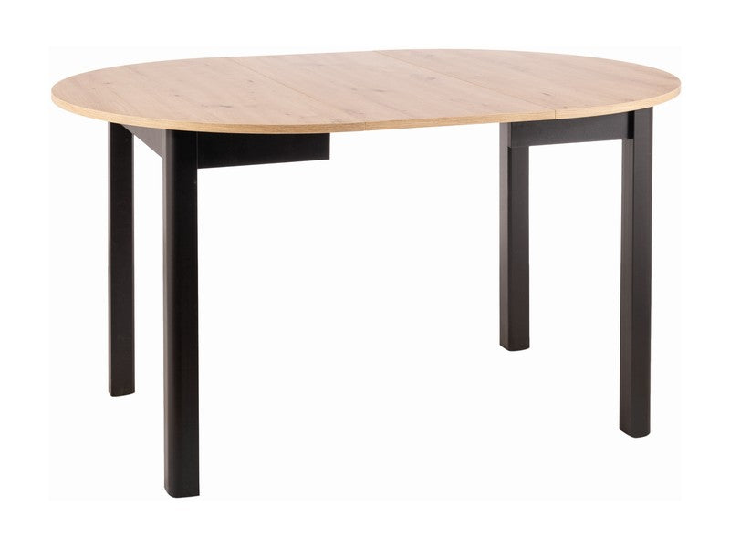 Tavolo da pranzo tondo allungabile in legno nero e rovere cm 102/142x75h