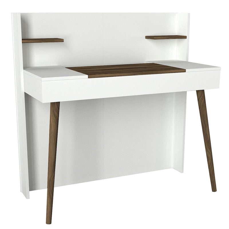 Toeletta postazione trucco design in legno con specchio richiudibile cm 116x52x120h