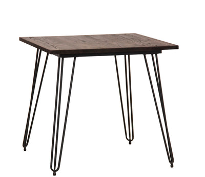 Tavolo quadrato stile industriale gambe in ferro e piano in legno per cucina o pranzo cm 80x80x75h