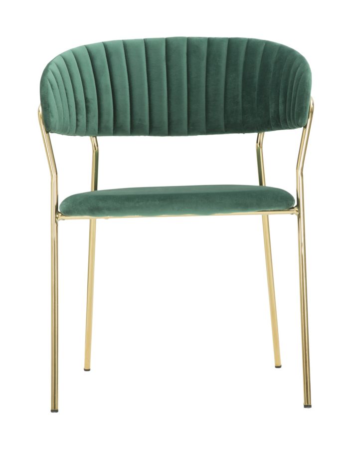 poltroncina design in metallo colore oro e velluto verde