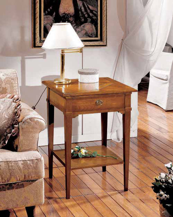 Alzatina stile classico in legno da soggiorno con cassetto portaoggetti cm 50x50x77h