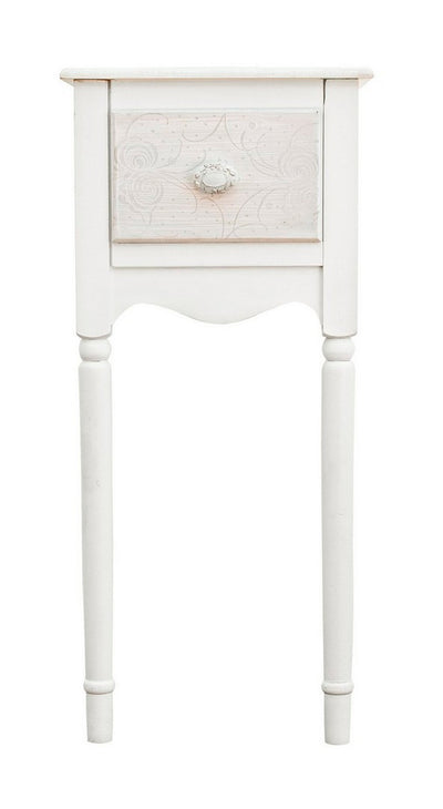Set da 2 Alzatina porta lampada classica in legno colore bianco con cassetto cm 33x26x72h