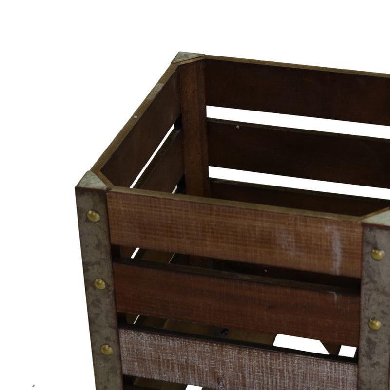 Set 2 alzatine portavaso in legno stile country cm 30x30x81h