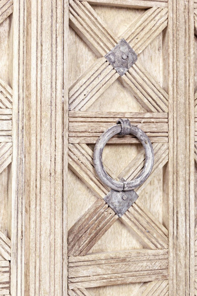 Armadietto 2 ante in legno di mango intagliate stile etnico cm 92x40x154h