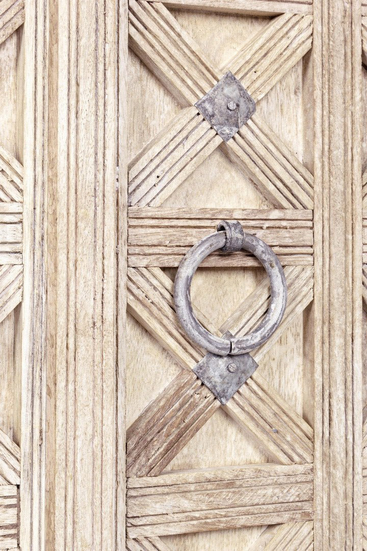 Armadietto 2 ante in legno di mango intagliate stile etnico cm 92x40x154h