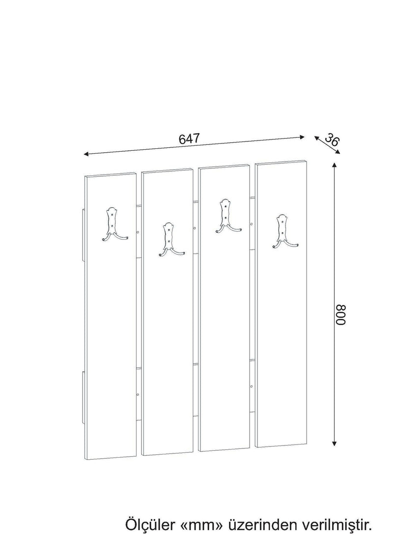 Appendiabiti da parete moderno bianco opaco in legno 4 ganci cm 65x4x80h