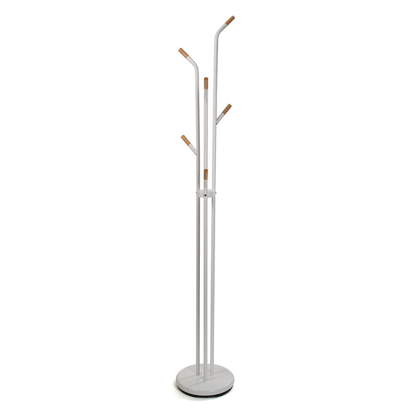 Appendiabiti da terra moderno in metallo e legno colore bianco  cm Ø 30x188h