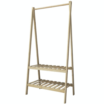 Appendiabiti in stile country in legno con due ripiani per ingresso cm 90x42x148h
