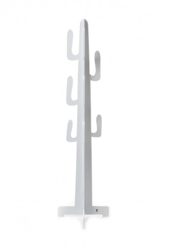 Appendiabiti moderno modello cactus in legno colore bianco cm 42x42x160h
