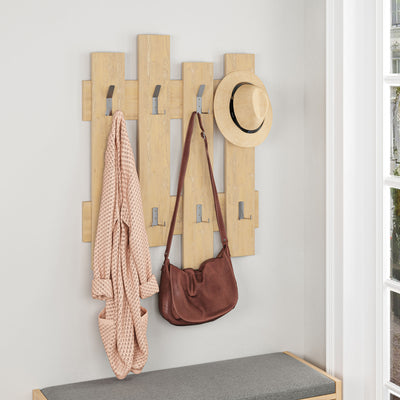 Set da 4 ganci appendiabiti in legno design moderno cm 64x4x79h - vari colori