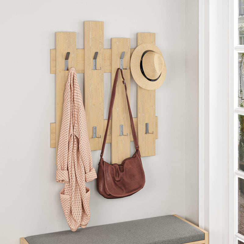 Set da 4 ganci appendiabiti in legno design moderno cm 64x4x79h - vari colori