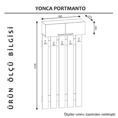 Appendiabiti da parete design a 5 ganci con scarpiera a due ante in legno cm 96x31x210h